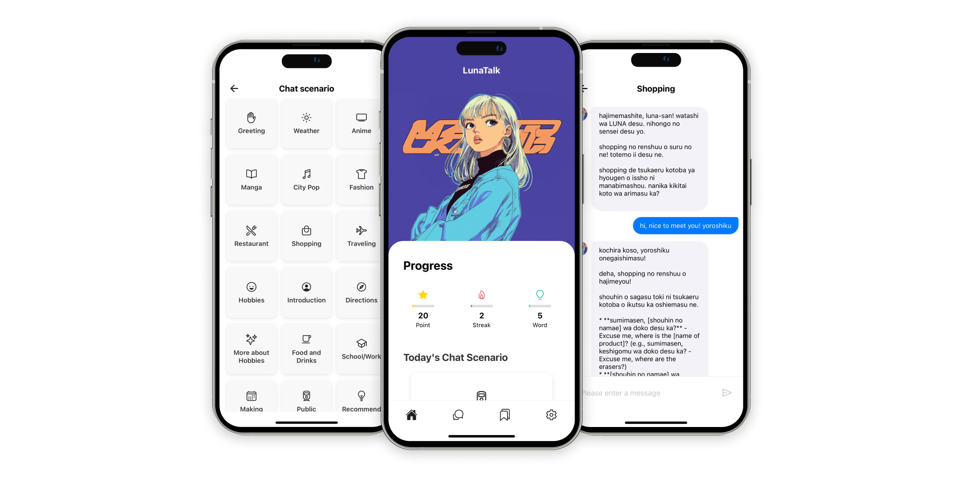 LunaTalk mockup